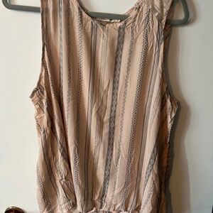 Chloe & Katie Patterned Tank Top - Beige and Gray